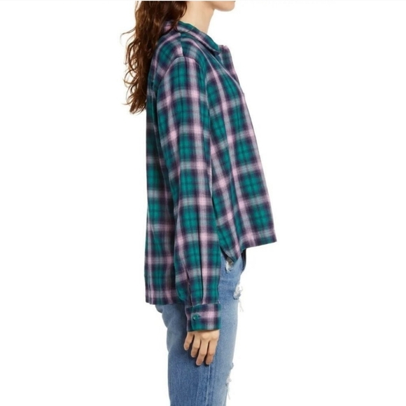 NWT BP Nordstrom High/low Flannel Button Up - Picture 1 of 7